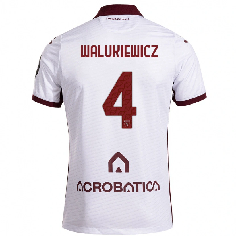 Danxen Enfant Maillot Sebastian Walukiewicz #4 Blanc Marron Tenues Extérieur 2024/25 T-Shirt