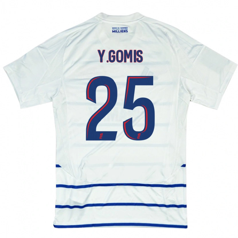 Danxen Enfant Maillot Yoni Gomis #25 Blanc Bleu Tenues Extérieur 2024/25 T-Shirt