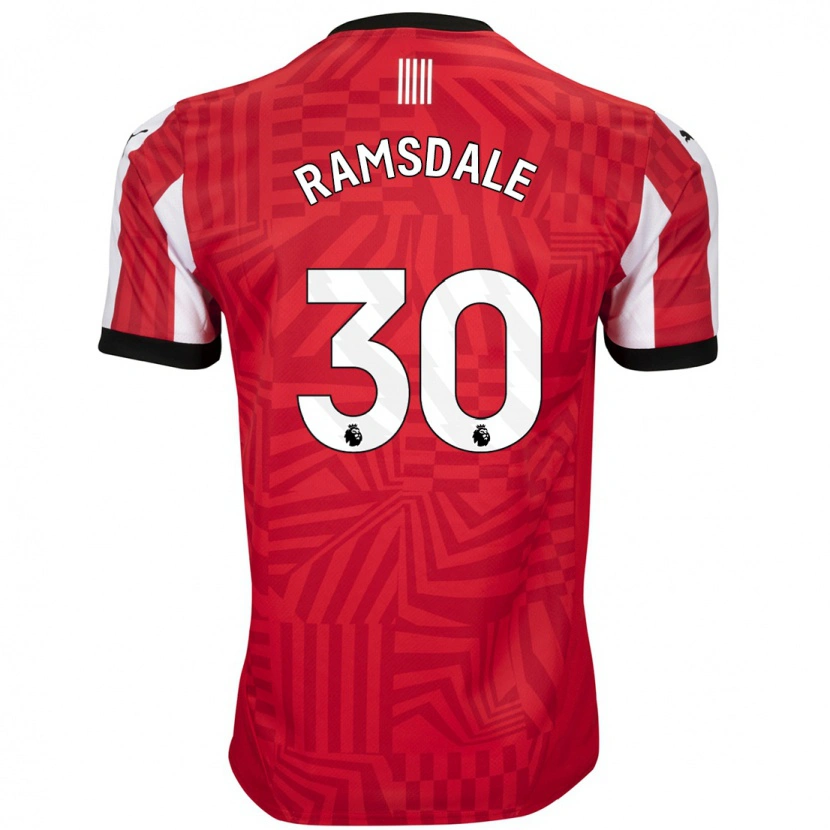 Danxen Homme Maillot Aaron Ramsdale #30 Rouge Blanc Tenues Domicile 2024/25 T-Shirt