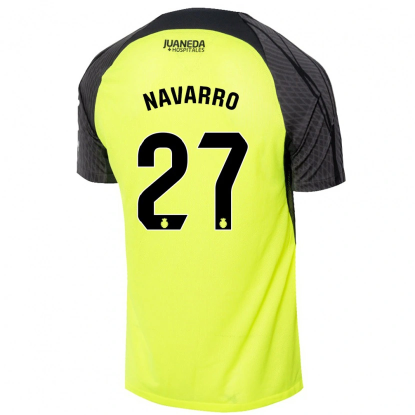 Danxen Homme Maillot Robert Navarro #27 Vert Fluo Noir Tenues Extérieur 2024/25 T-Shirt