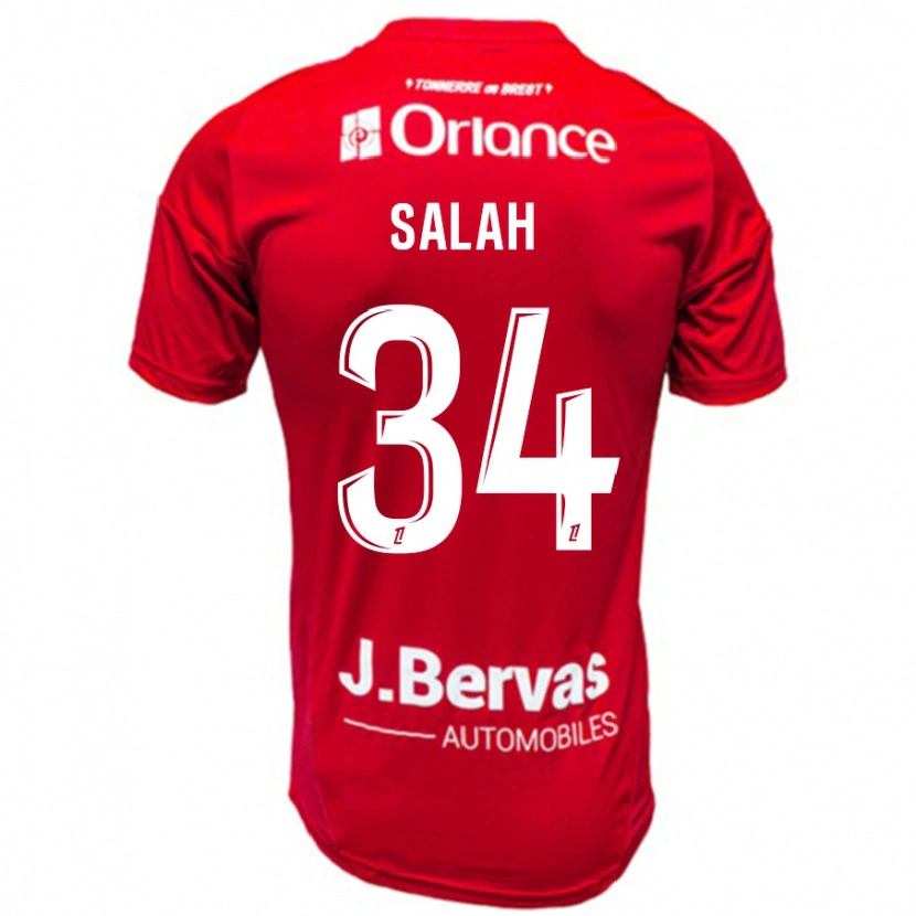 Danxen Homme Maillot Ibrahim Salah #34 Rouge Blanc Tenues Domicile 2024/25 T-Shirt