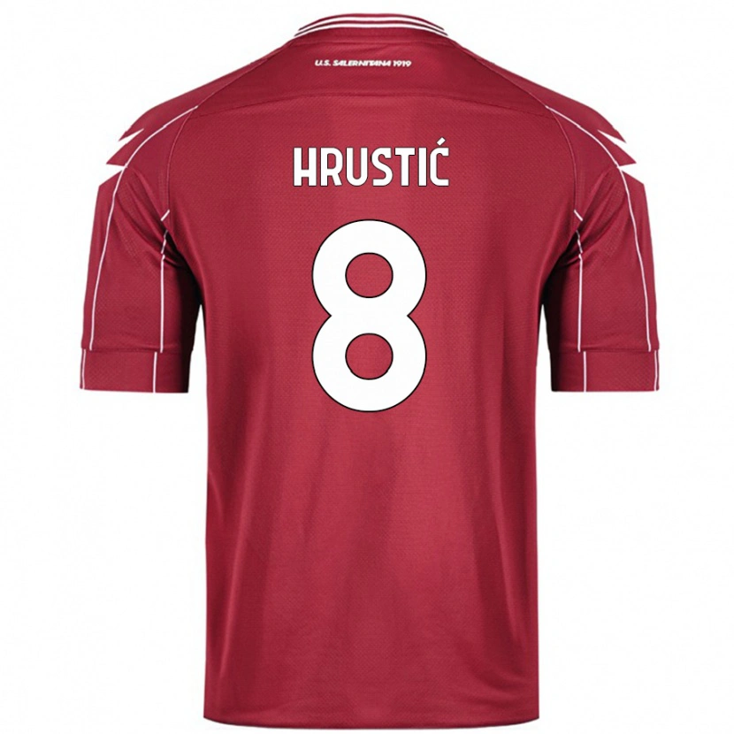 Danxen Homme Maillot Ajdin Hrustić #8 Bordeaux Tenues Domicile 2024/25 T-Shirt